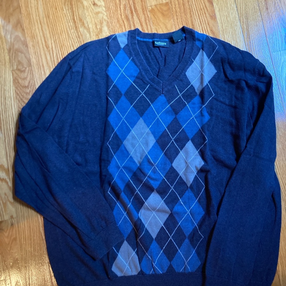 Men's Van Heusen Blue Argyle Sweater size XXL